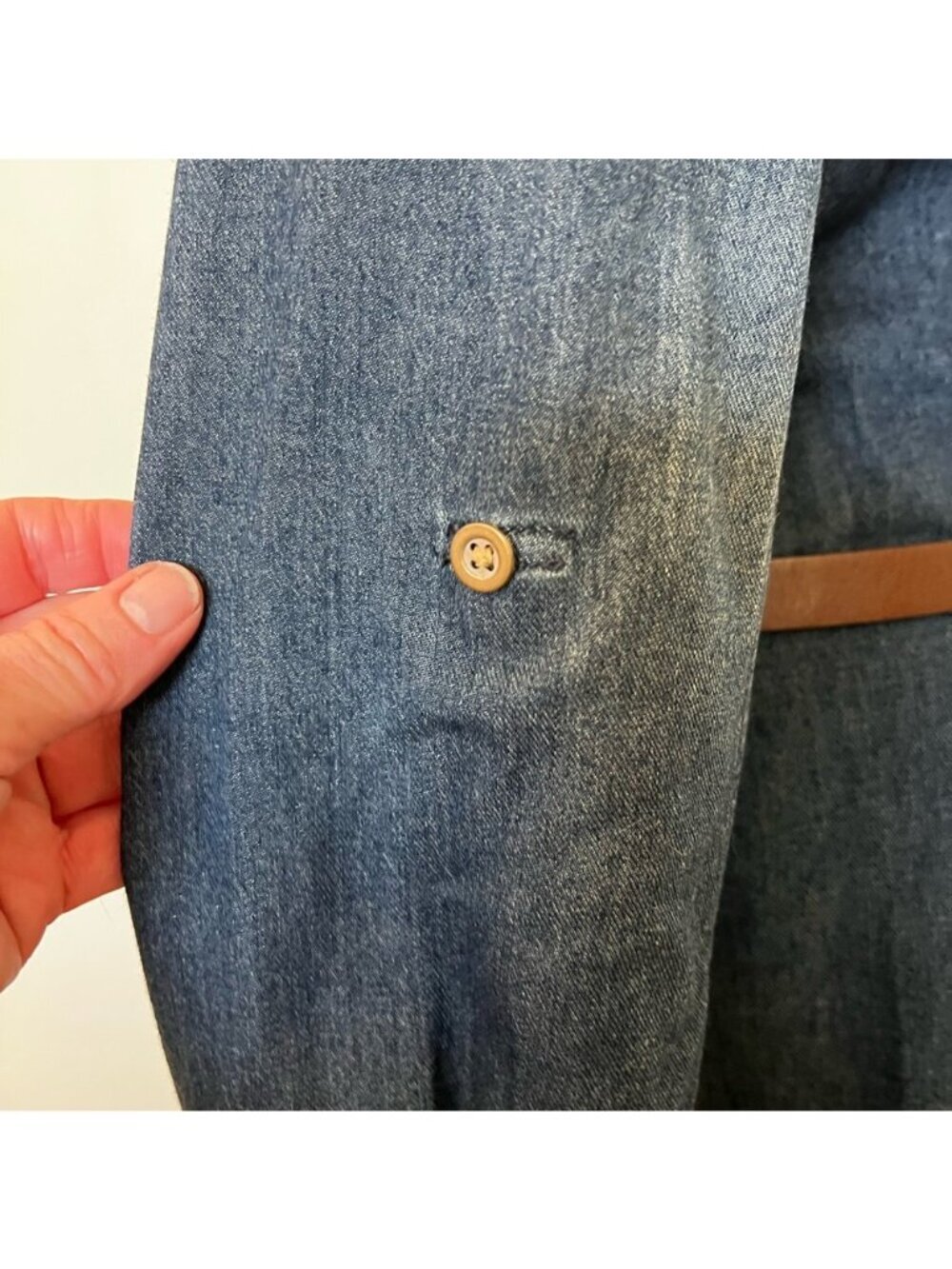 Lovestitch Denim Shirt Dress Belted Boho Western Festival Mini - Picture 7 of 14